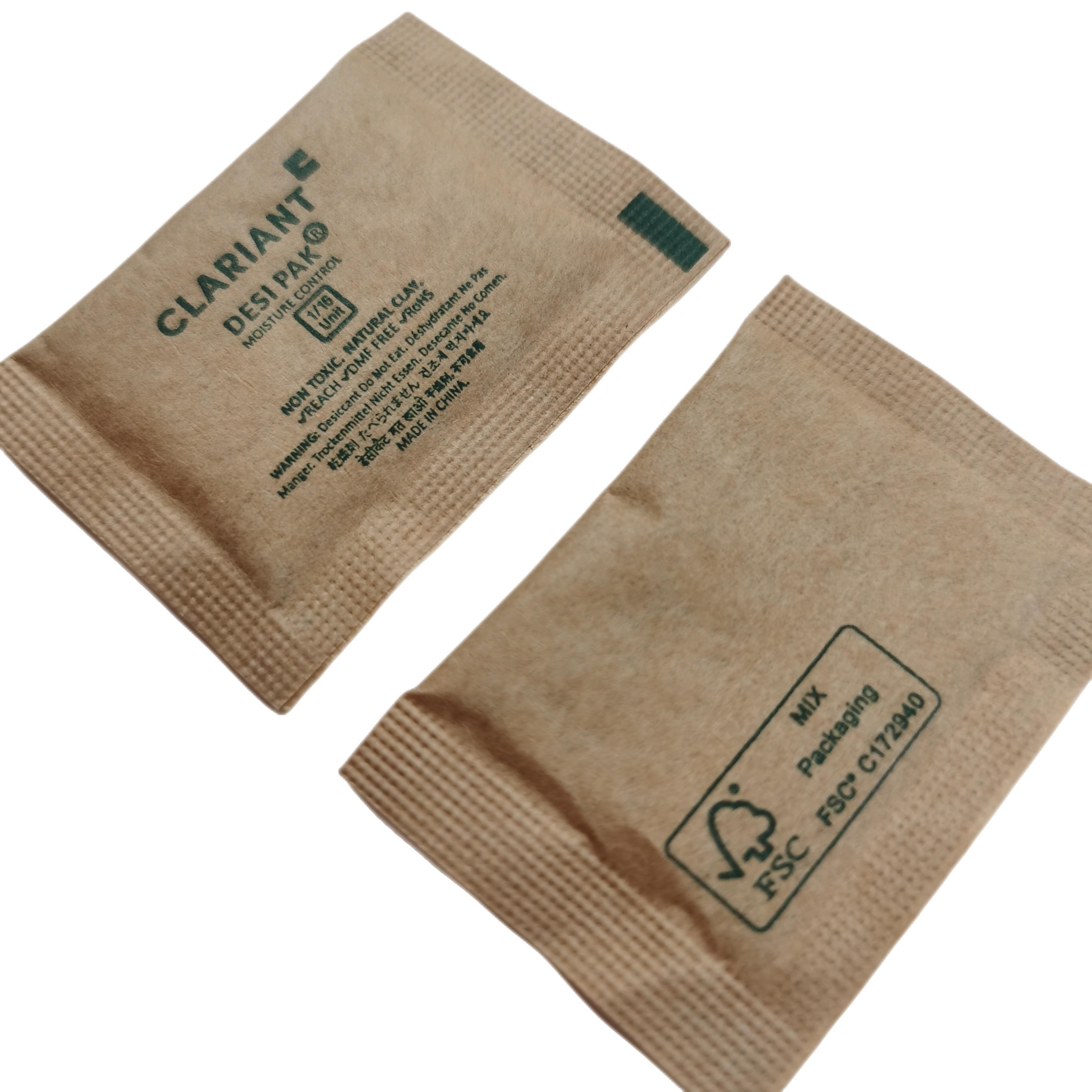 Desi Pak Clay Desiccant in Biodegradable Kraft Bags (1/16u) with FSC